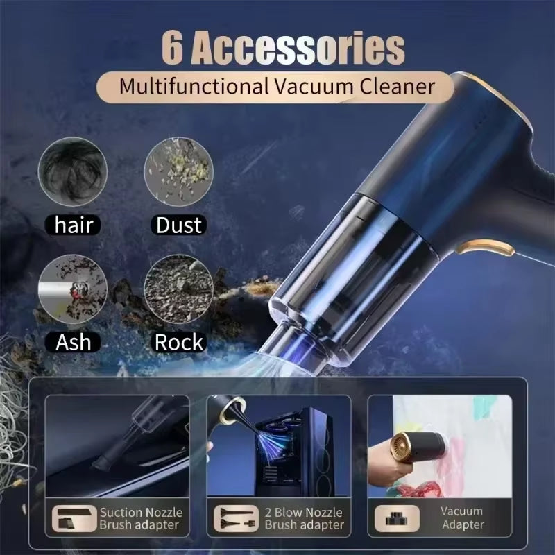 98000PA Mini Car Vacuum Cleaner Cordless Powerful Wireless Car Cleaner Handheld Portable Vacuum Cleaner Air Gun